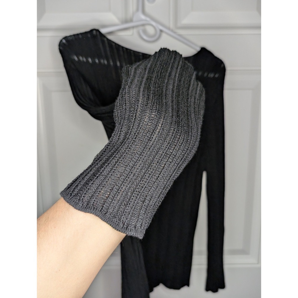 Vintage J Jill Open Knit Long Sleeve Black Sweater Women's Size Small - Picture 4 of 7
